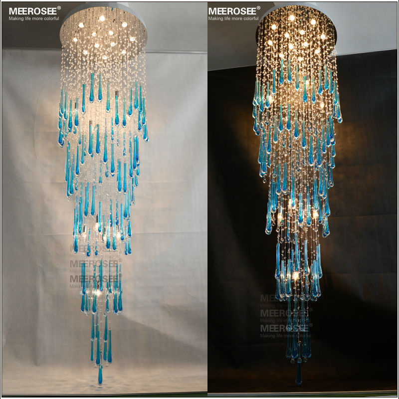 2214-800 large blue chandelier Modern crystal chandelier room ceiling light lamp (3)