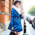 Large Real Fox Fur Collar Parka For Women Winter Candy Color Thick Medium Long Winter Jacket