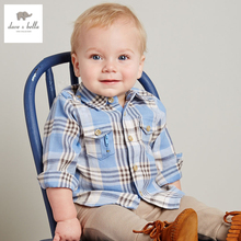 DB2271 dave bella autumn baby shirt boys fashionable tartan cotton tops baby high quality clothes