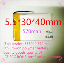 ( 5 pieces / lot ) 553040 570 мАч литий-ионный полимер аккумулятор товары CE FCC ROHS центра сертификации