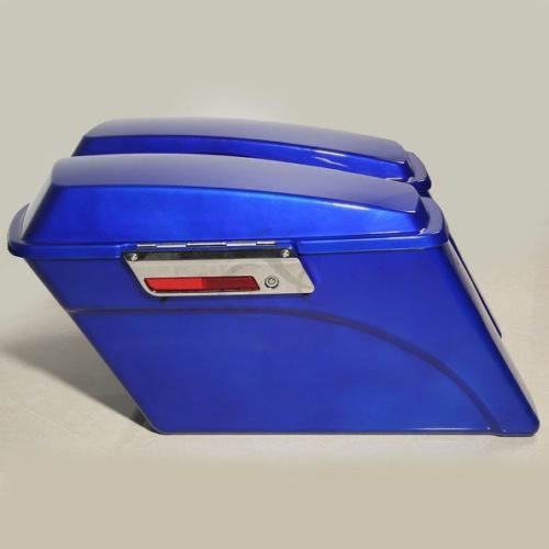 Blue Hard Saddle bags Trunk W/ Lid Latch Key For Harley Touring DYNA 1994-2013