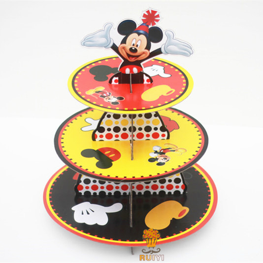 1 set cartoon mickey mouse birthday party decorations baby shower cardboard cupcake stand hold 24 cupcakes candy bar