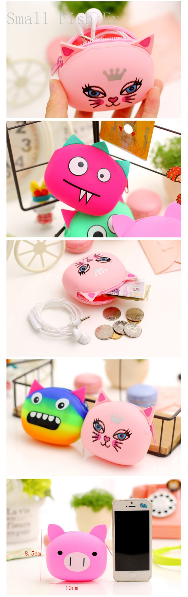 Monster Animal hand coin purse 108.5cm Jelly Rubber Silicone zipper Wallet Bag (3)
