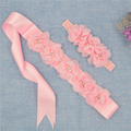 Ivory Sash Belt Matching Baby Headband Satin Flower Sash Set Vintage Inspired Sash Luxe Headband Flower
