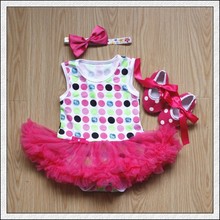 2016 infant 3pcs clothes sets christmas tutu rompers baby girl christening gowns birthday jumpsuit costumes Floral dresse