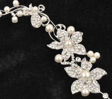 Hot Ladies Rhinestone Bridal Wedding Flower Delicate Pearls Crystal Chic Headband Hair Clip Comb Jewelry