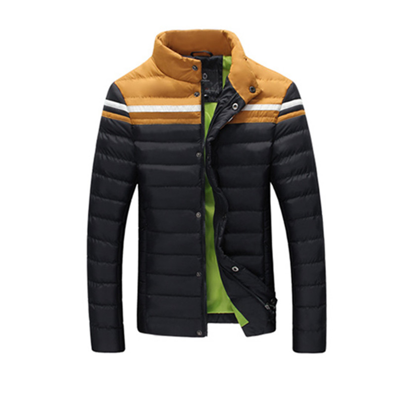 2015 Famous Brand Winter Man Clothes Hooded Contrast Color Fashion Casual Jacket Outdoor Wear Slim Fit