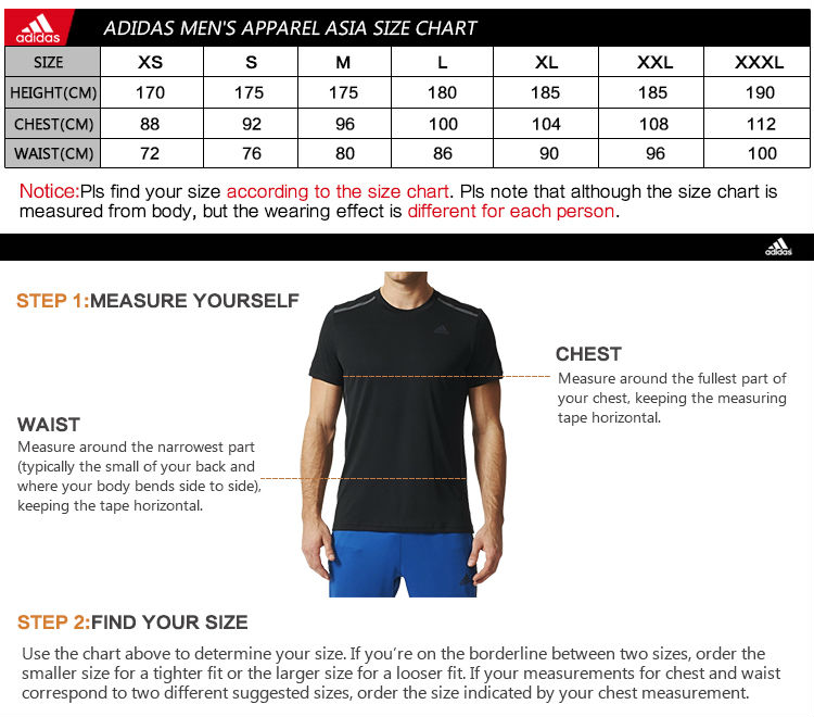 Adidas Size Chart Men S Clothing