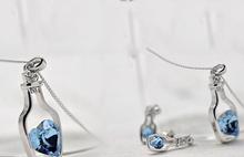 High Quality Lowest Price New Women Ladies Fashion Popular Crystal Necklace Love Drift Bottles Hot Sale