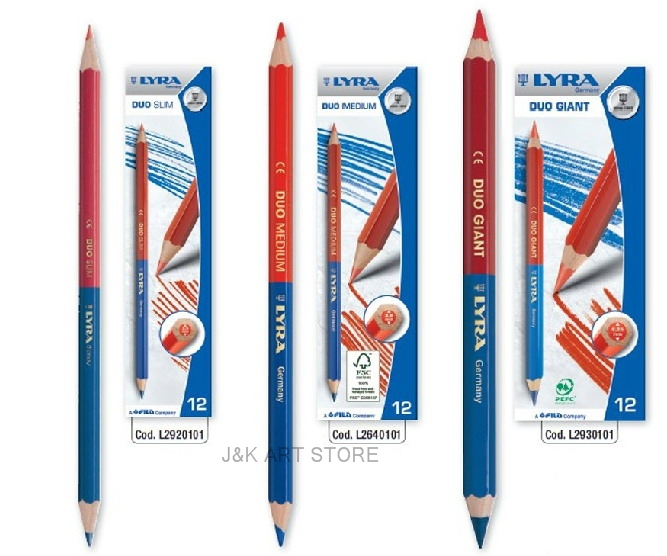 Lyra Dual Tip Crayon Lead Grading Pencil Pack of 12 pencils Red and