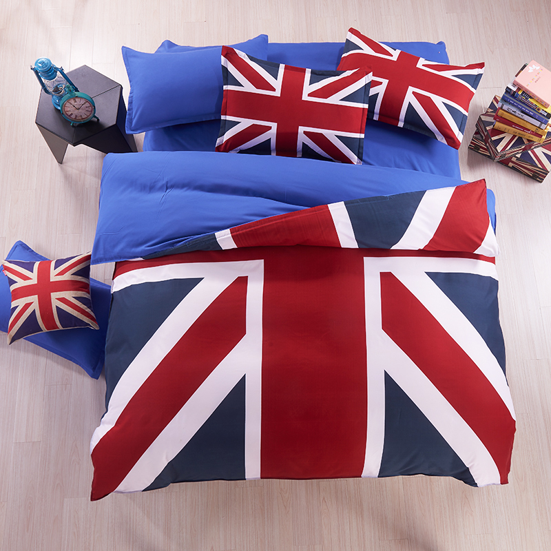 New Union Jack and American Flag Bedding Set Bed set Microfiber Duvet