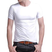 New Men Cotton Breathable Undershirt Close Fit Soft Comfortable Basic Base Solid White Black O-neck T-shirt Top Wholesale