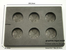 6 round cavities graphite ingot mold 1pcs for 2oz gold casting / melting cast iron in induction furnace