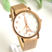 2015 nueva madera reloj mujeres relojes de cuarzo de la alta calidad de cuero de diseño de relojes de torre envío gratis