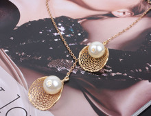 gold flower choker chain necklace fashion pearl bead pendant necklaces women party collar necklace jewelry 3040
