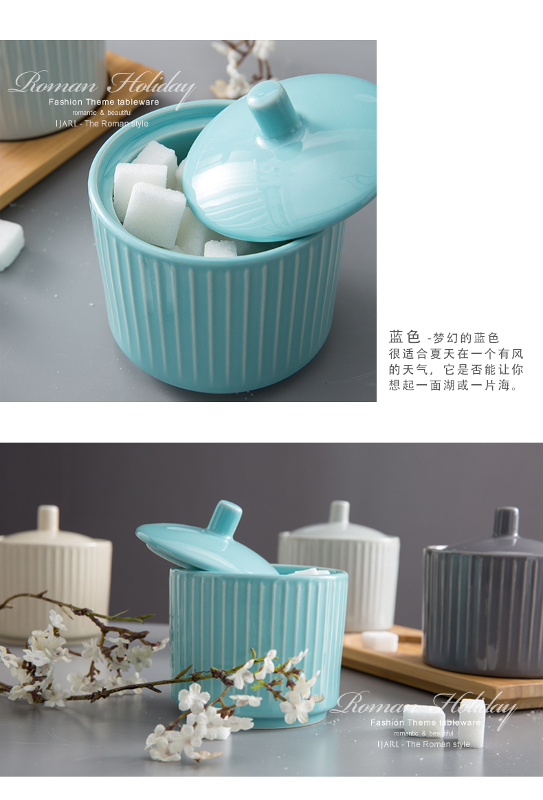 Creative Ceramic Seasoning Cans 4 Colors Sugar Creamer Pots Fine
