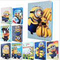 New Arrival Cute Minion Smart case for Ipad air II 2 Cartoon Despicable Me PU leather