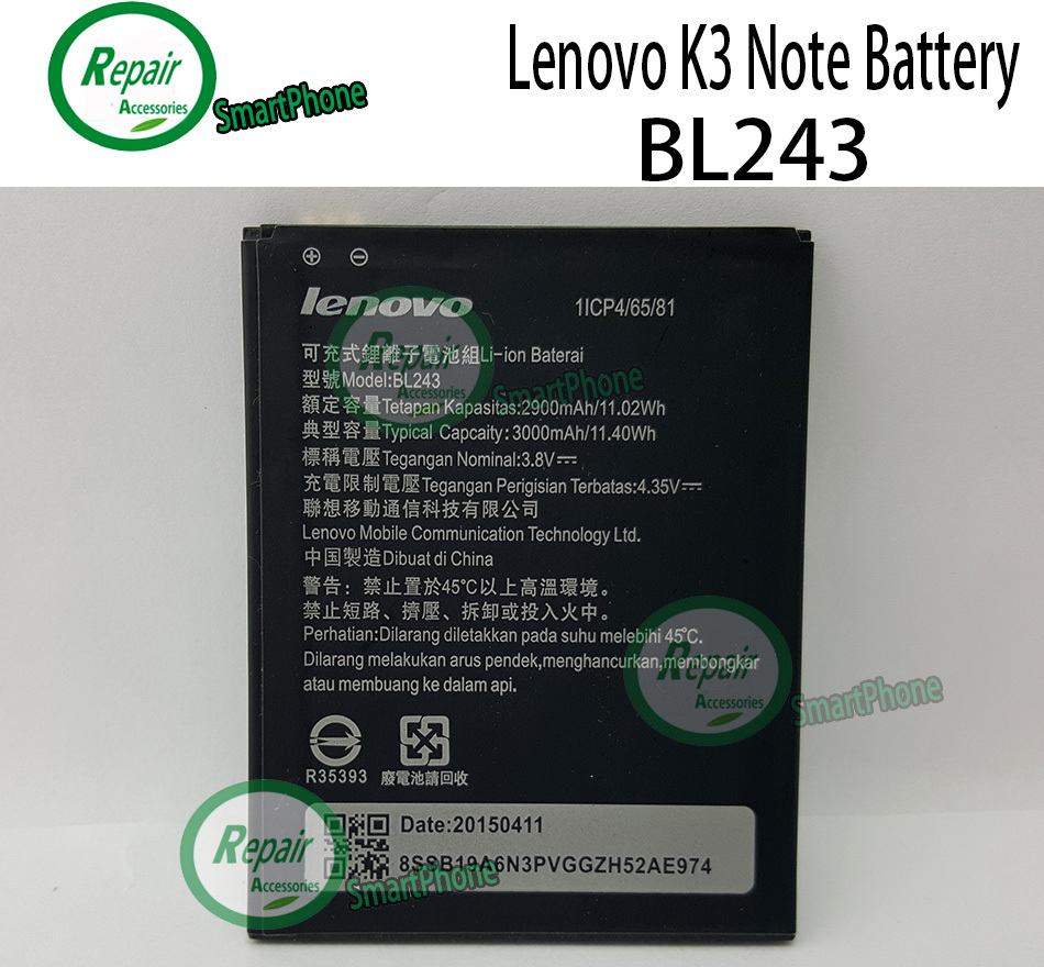 Lenovo K3   BL243   2900  - Batterai Lenovo  K3  K50-T5   +  