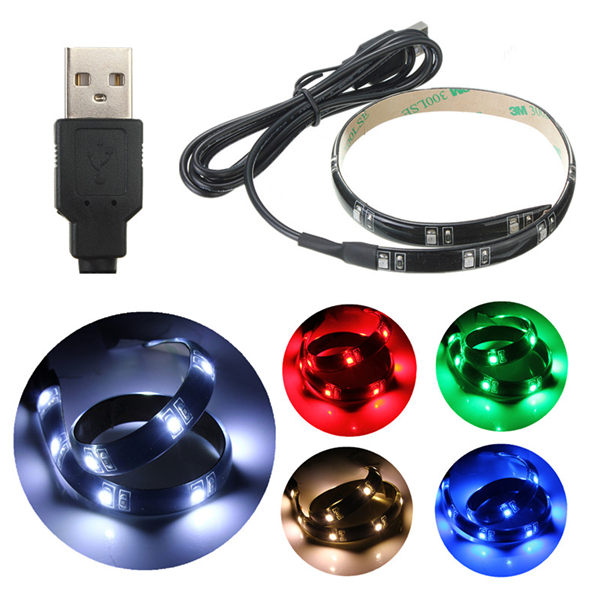 New Colordul 30CM 3528 SMD 12 Led Flexible Strip Light Waterproof With USB Port Cable Super
