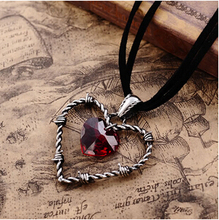 2015 Valentine’s Day hotselling Gothic jewelry,Braveman Double Heart Pendant Love Of Captivity Crystal necklace,Men Jewelry,2243