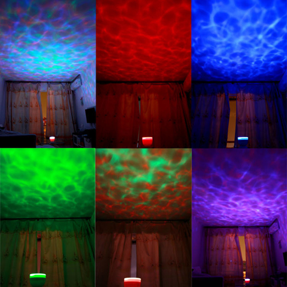 Romantic Aurora Master Projector Colorful LED Relaxing Ocean Wave Projector Pot with Speaker / US-plug Power Adapter (White)