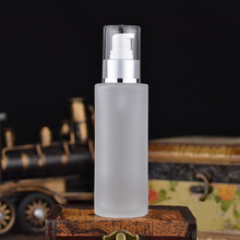 100ml frosted glass bottle with matte silver pump for lotion/emulsion/foundation/gel/essence cosmetic packing pump bottle