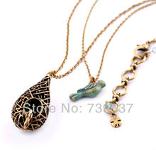 Fashion Jewelry Bird Nest Double Pendant Necklace