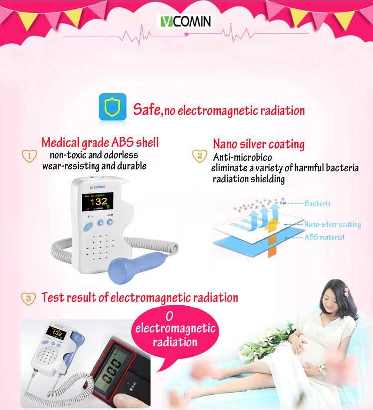 VCOMIN FD-200G Fetal Doppler LCD Screen Baby Heart Rate Detection Device