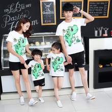 Dinosaur pattern summer fashion mother and daughter clothes for family look boy/girl mom son mae e filho camisa anne kiz elbise