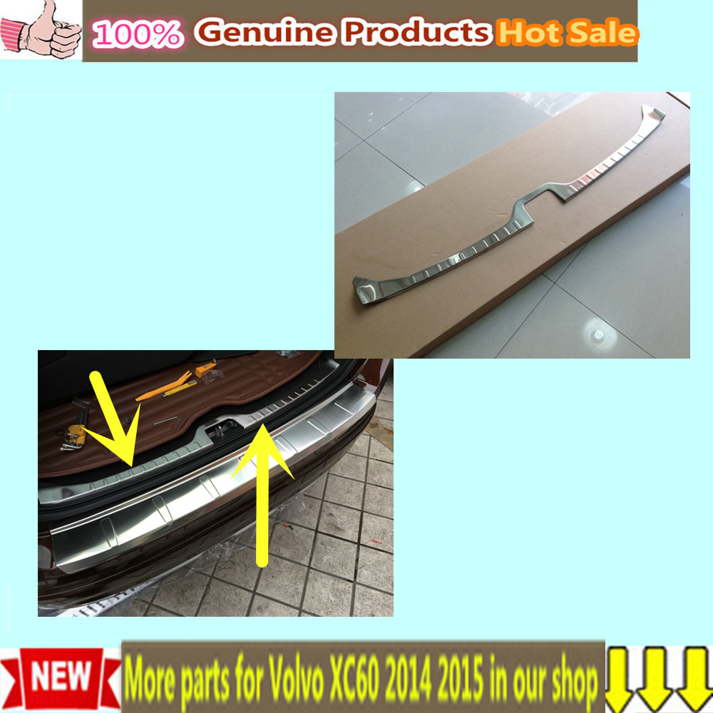 Free Shipping Car styling cover Stainless Steel Inner built Rear Bumper Protector trim plate pedal 1pcs For Volvo XC60 2014 2015
