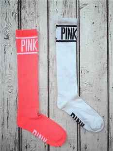 New girl s Victoria PINK Cotton high quality Skateboard long socks women s football sport KNEE