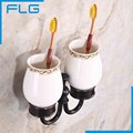Oil Rubbed Bronze Porcelain Cups Holder double tooth brush Holders Bathroom Accesories Cup Tumbler Holders