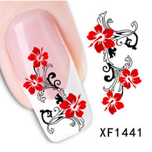 1 Sheet Water Transfer Nail Art Stickers Decal Beauty Cute Sexy Red Flowers Angel Design DIY French Manicure Tools