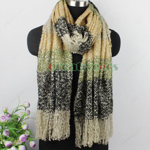 Man s Women s Unisex Winter Warm Soft Mohair Knitted Stripes Long Scarf Wrap Tassel Shawl