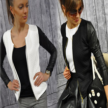 2015 Fashion New Slim Ladies Women Suit Coat Jacket Zipper Black White Colors winter jackets and coats