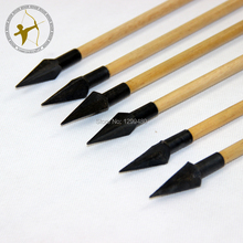 Free shipping 6 Pcs Hot Wood Shaft Hunting Arrows Archery Self Nocks Real Turkey Feather Fletching