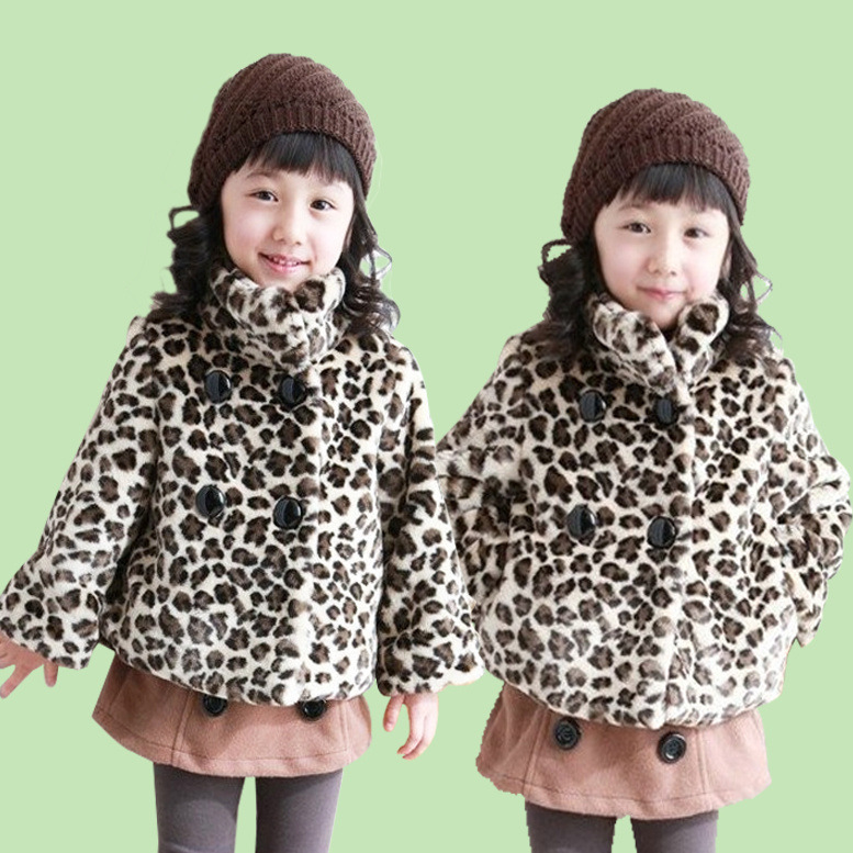 Free shipping winter girl cotton-padded clothes girls long-sleeved jacket leopard winter jacket