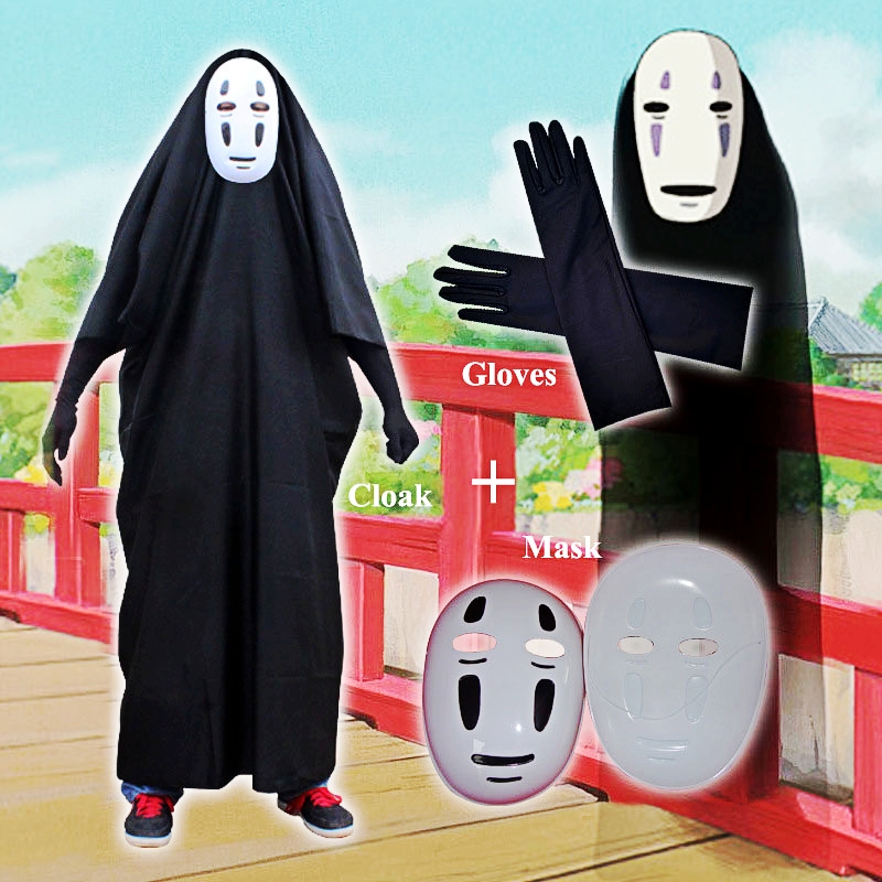 Wholesale Anime Spirited Away Kaonashi No Face Faceless CLOAK + Mask + Glov...