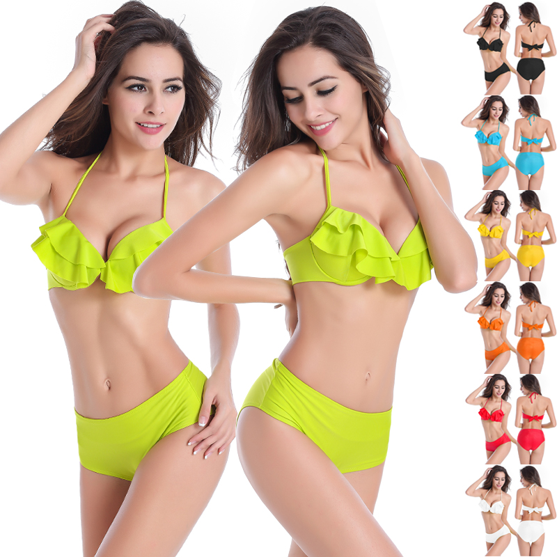 High Quality Small Flounced Top Underwired Cup Sexy Lady Push up Popular High waisted Bikini High Quality Small Flounced Top Underwired Cup Sexy Lady Push up Popular High waisted Bikini