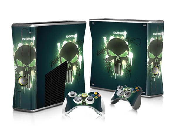 Skull Game Stickers For Xbox 360 Slim Cover Vinyl Skin Sticker Decal 