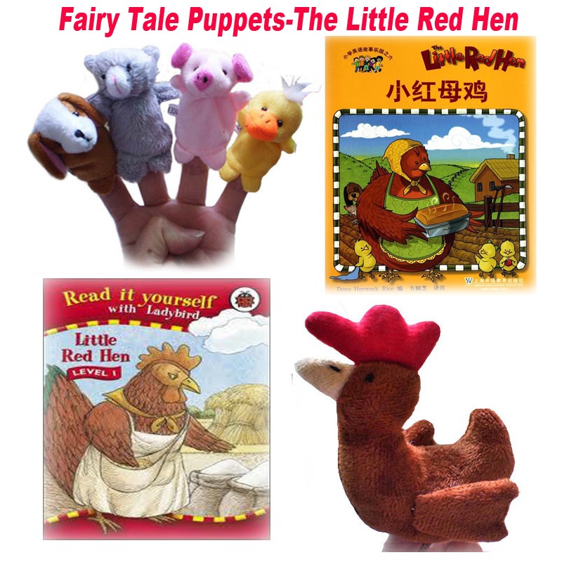 5pcs/set Cartoon Plush Finger Puppets The Little Red Hen Toys Baby