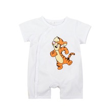 2015 New Baby Boys Cotton Rompers Clothes Cute Tiger Pattern Button down Short Sleeve Bodysuit Children