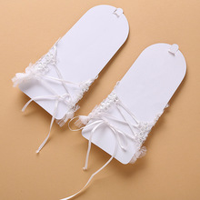 Fast Shipping In Stock Elegant Lace Beaded White Ivory Wedding Accessories Fingerless Bridal Gloves
