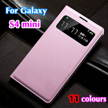 Slim Smart Touch View Sleep Wake Function Original Leather Case Flip Cover Holster For Samsung Galaxy S4 Mini I9190 I9192 I9195