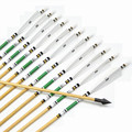 12pcs New 31 Wooden Arrows with 5 white Turkey Feather Broadhead for Traditional bow or Compound
