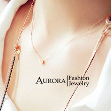 18K Rose Gold Plated Mini Bean Necklace Fashion Titanium Steel Jewelry Ladies Accessories