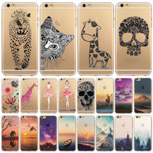 Phone Case Cover For iPhone 6 4.7″ Ultra Soft TPU Transparent Flowers Animals Scenery Patterns Back Design Free Shipping Mix