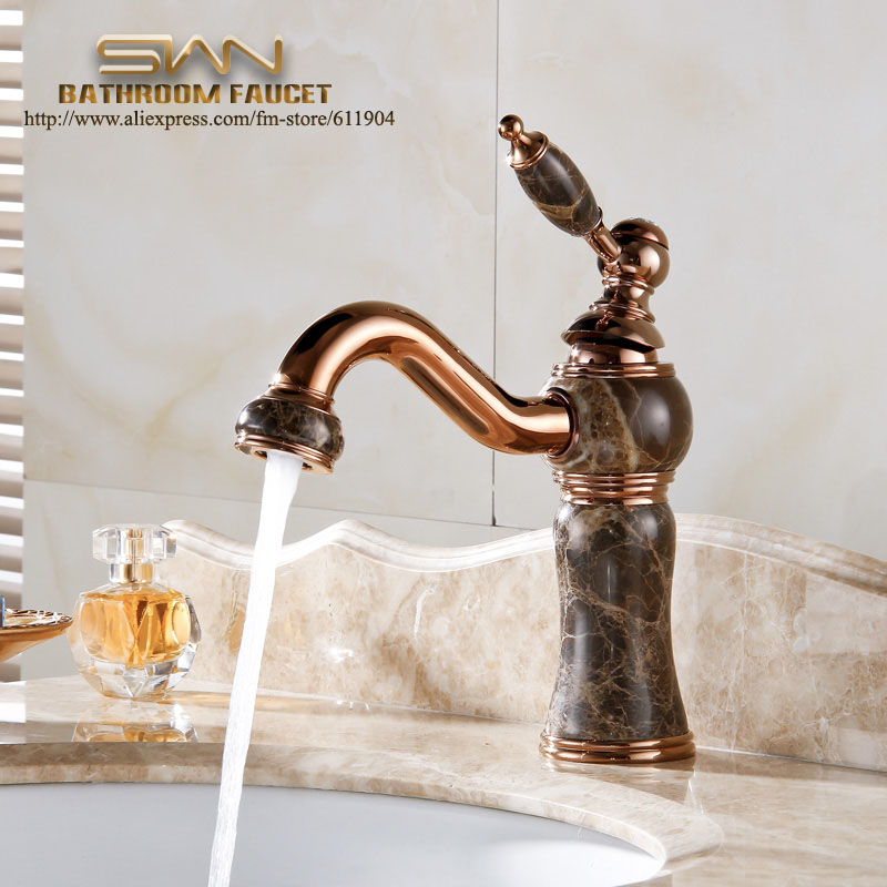 New Luxury Brass Bathroom Faucet Mixer Tap Lavatory Basin Sink faucet mixer tap Swivel Spout Stone Style SIngle Handle 2241311