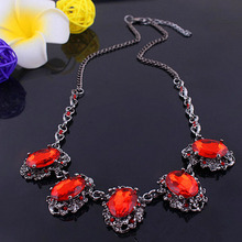 Vintage Crystal Statement Necklace Women Summer Style Black Chain Necklaces Pendants Colar Jewelry For Gift Party