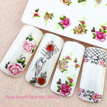 5 pcs New Japan Styles Watermark Beauty Flower with Bow Decals Nail Art Stickers DIY Manicure